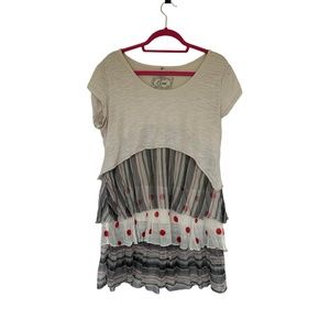 Crown & Ivy C02 Womens Large Layered Top Lined With Tiers